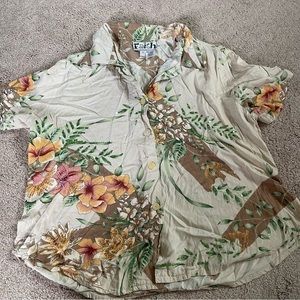 FAITH Women’s Hawaiian Collared Button Down Shirt XL Aloha Shirt